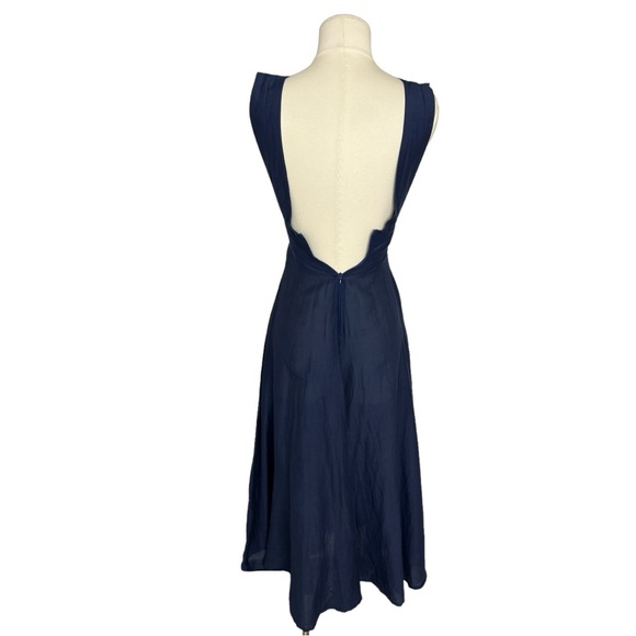 AWAVEAWAKE Midi Apron Navy Blue Dress XS - Picture 4 of 7
